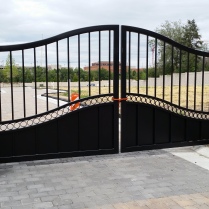 Double swing subdivision entry gates in Cherry Creek, CO.