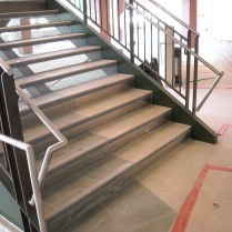 Steel guardrails with Stainless Steel top and handrails at CSU Fort Collins, CO.