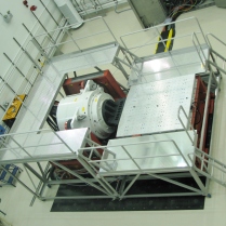 Aluminum platform in use around aerospace shaker equipment.