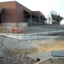 Bent picket ramp guard rails, Lakewood, CO assisted living facility